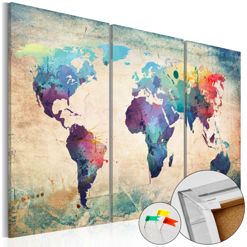 Bimago - Tableau en liège - Rainbow Map [Cork Map] - Décoration, image, art | - Tableaux, peintures