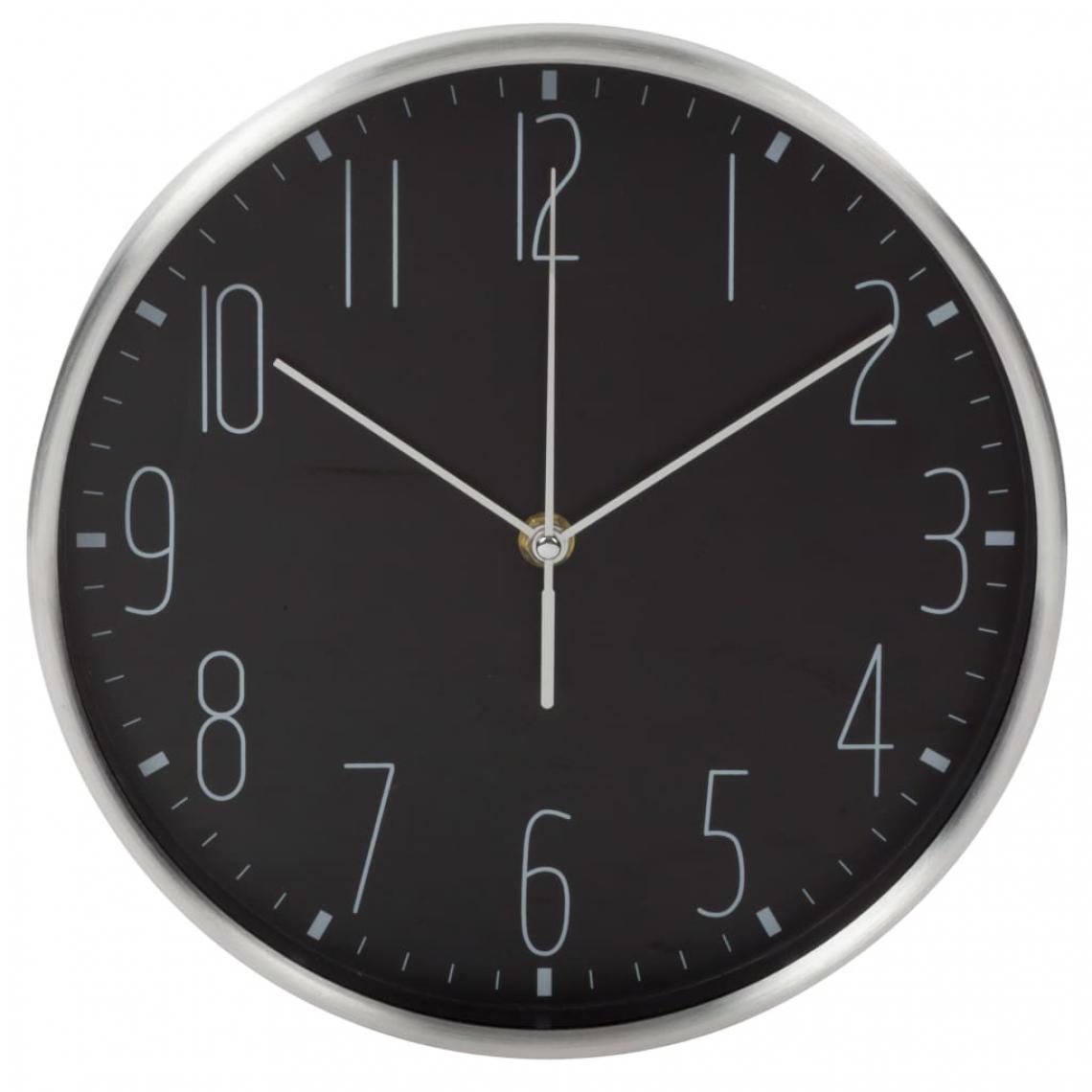 Perel - Perel Horloge murale 25 cm Noir et argenté - Horloges, pendules