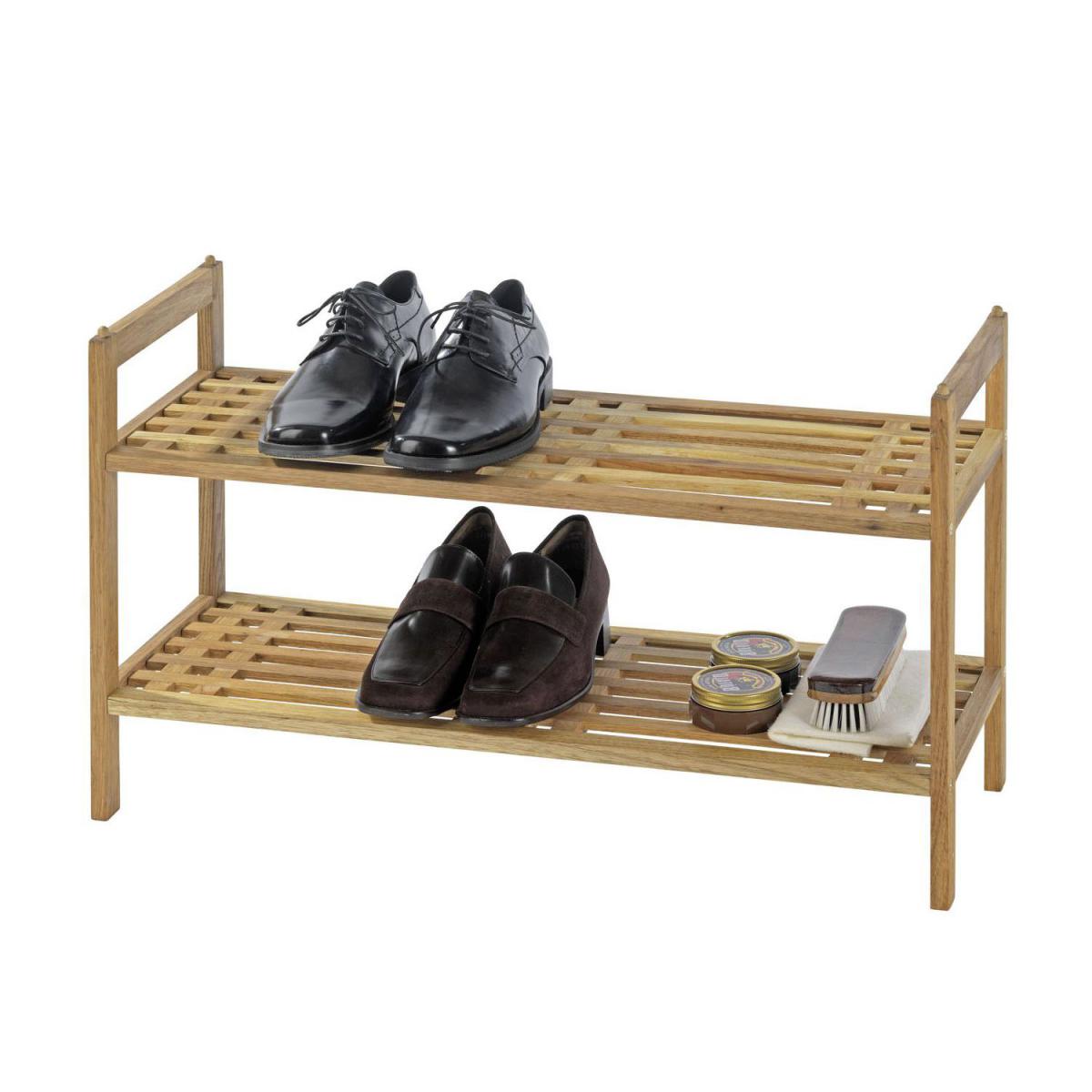 Wenko - Etagère à chaussures Norway - L. 69 x H. 40,5 cm - Marron noix - Rangements à chaussures