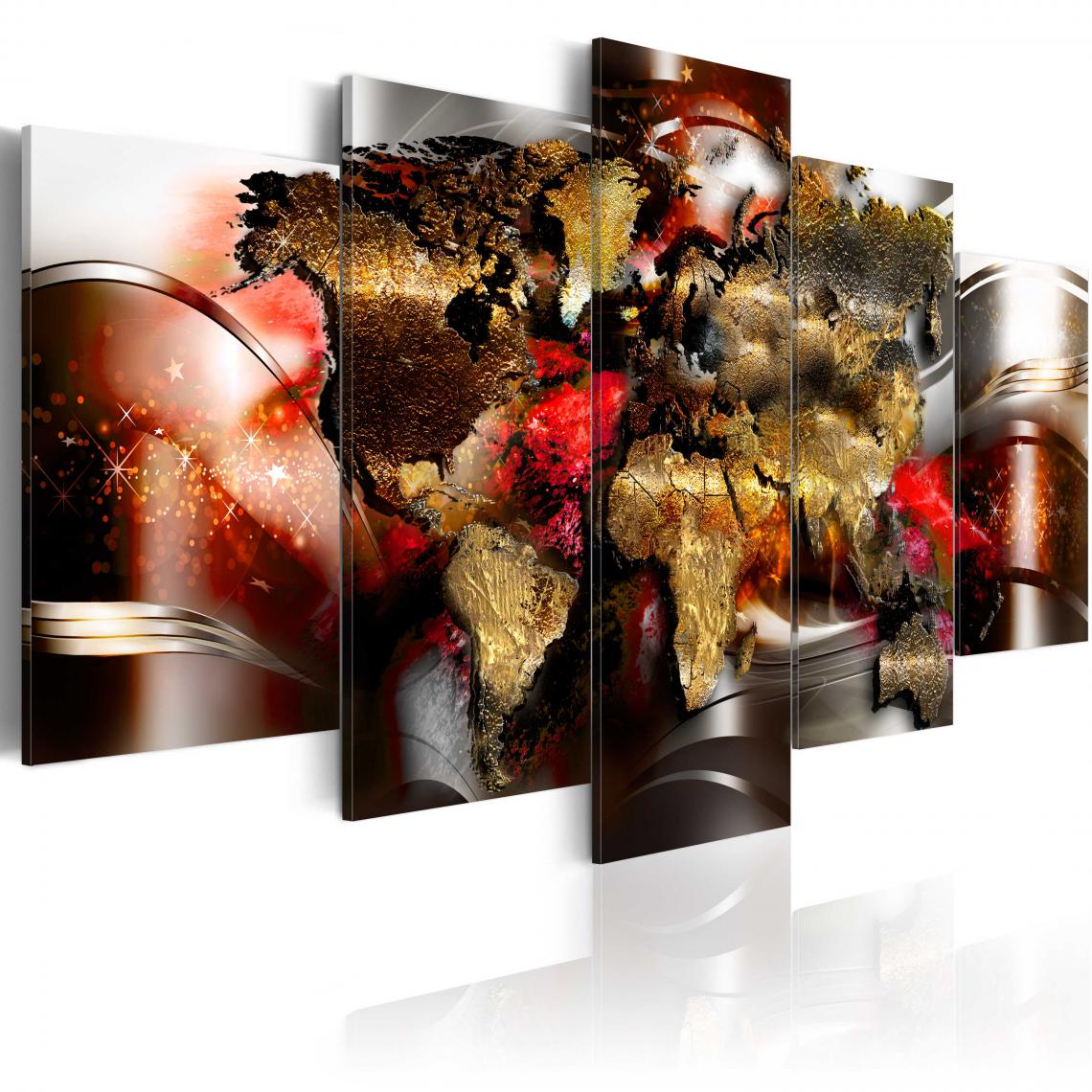 Decoshop26 - Tableau sur toile en 5 panneaux décoration murale image imprimée cadre en bois à suspendre Ruban Rubis 100x50 cm 11_0009900 - Tableaux, peintures