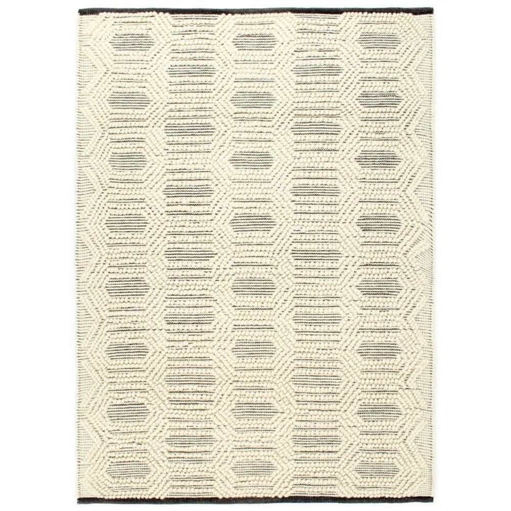 marque generique - Icaverne - Petits tapis ensemble Tapis en laine tissée à la main 140x200 cm Blanc/Noir - Tapis