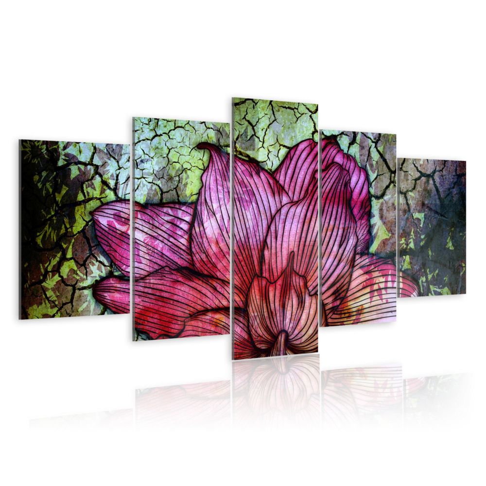 Artgeist - Tableau - Vitrail fleuri 100x50 - Tableaux, peintures