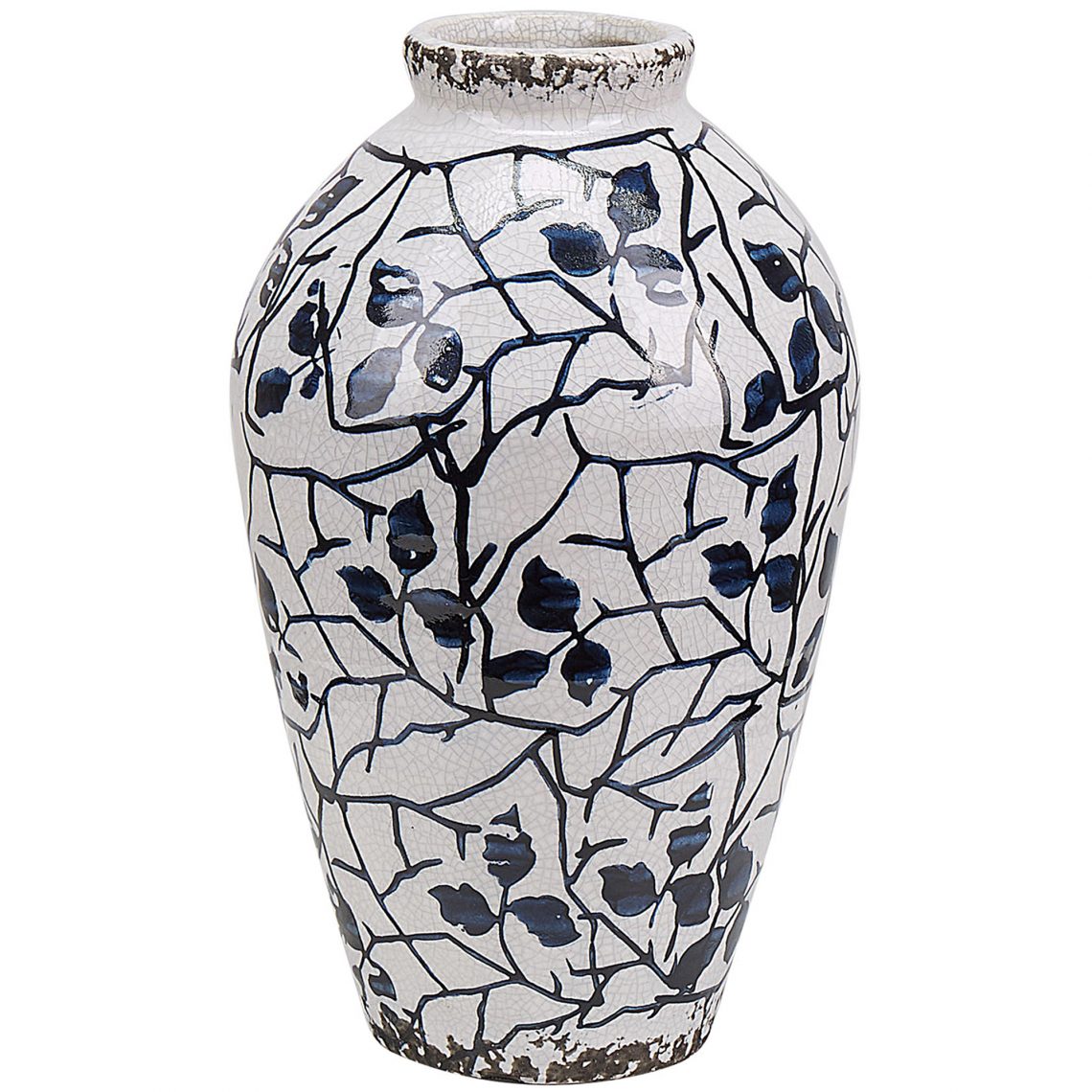 Beliani - Vase à fleurs décoratif blanc et bleu marine 20 cm MALLIA - Vases