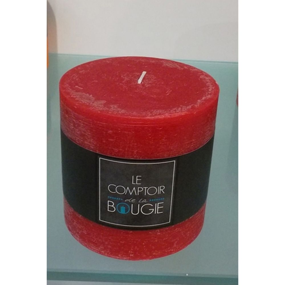Comptoir Des Bougies - Bougie ronde Rustic - Diam. 10 cm - Rouge - Bougies