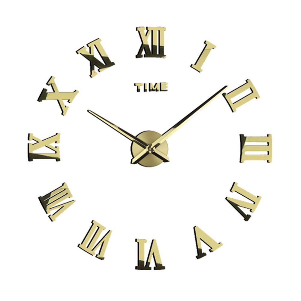 marque generique - diy 3d chiffres romains stickers muraux horloge 3d miroir surface autocollant or - Horloges, pendules