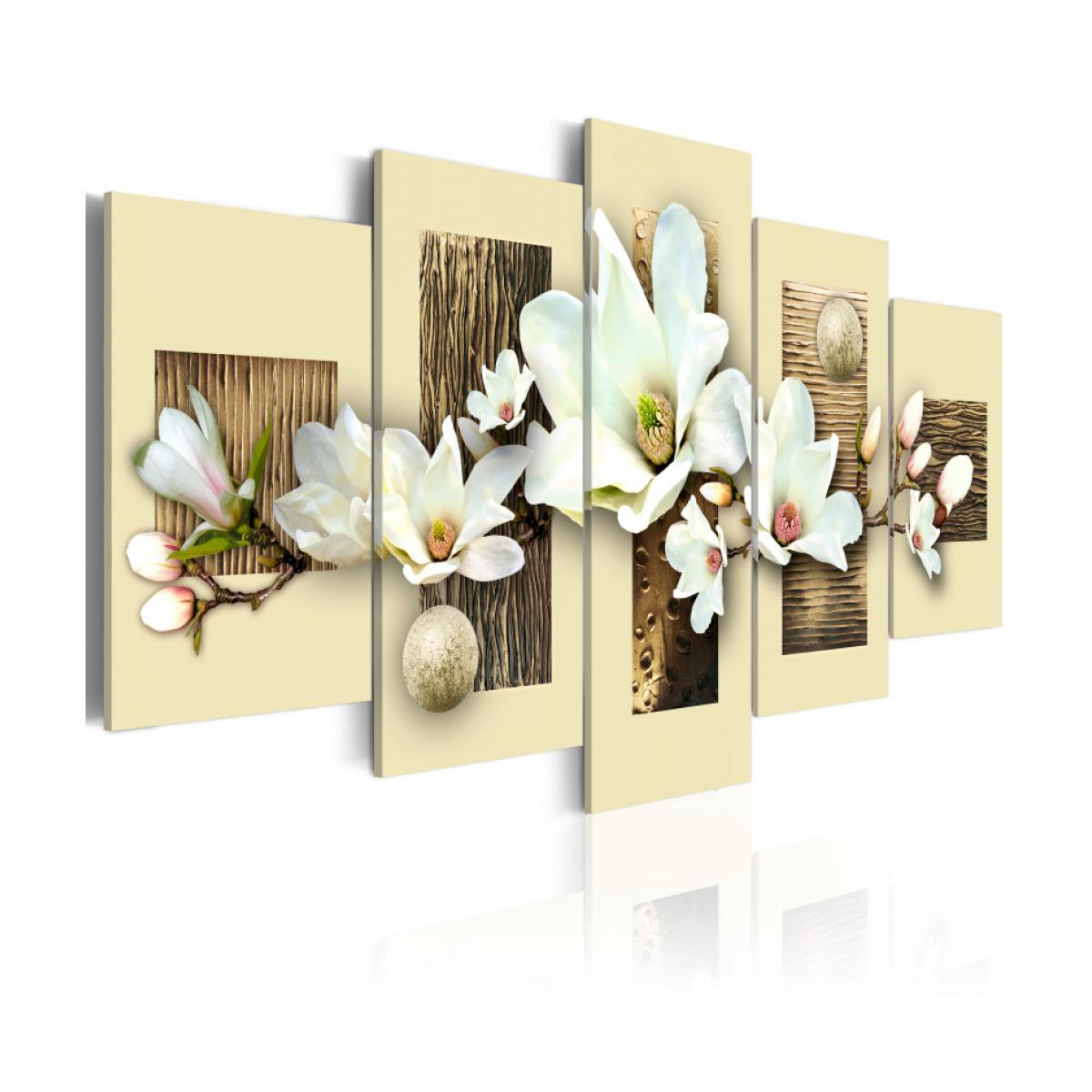 Artgeist - Tableau - Texture et magnolia 200x100 - Tableaux, peintures