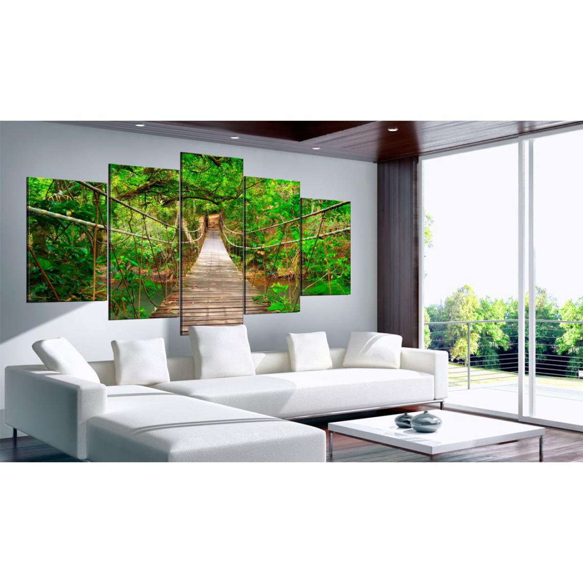 Decoshop26 - Tableau sur toile en 5 panneaux décoration murale image imprimée cadre en bois à suspendre promenade parmi les arbres 200x100 cm 11_0006153 - Tableaux, peintures