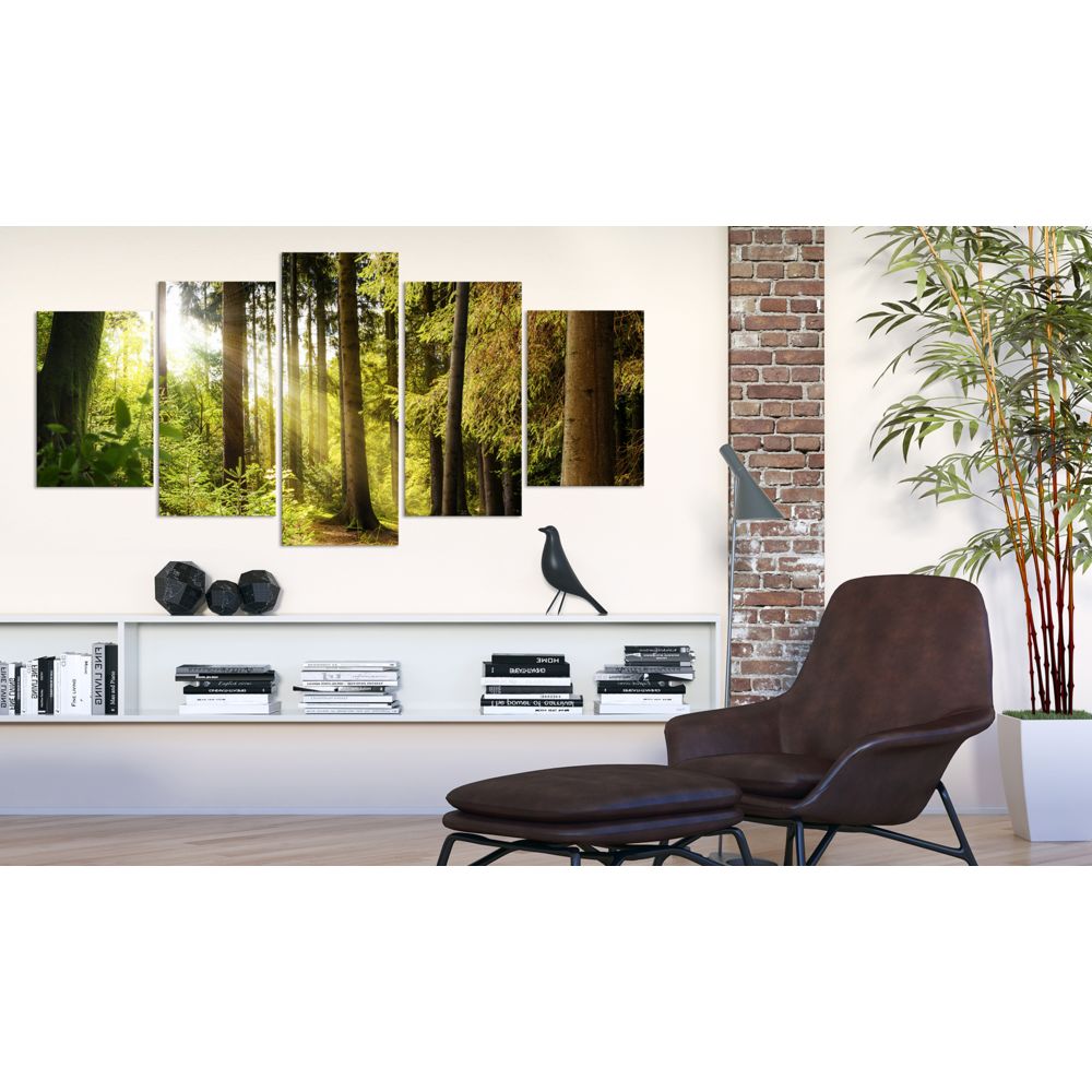 marque generique - 100x50 Tableau Forêt Paysages Stylé Morning's Song - Tableaux, peintures