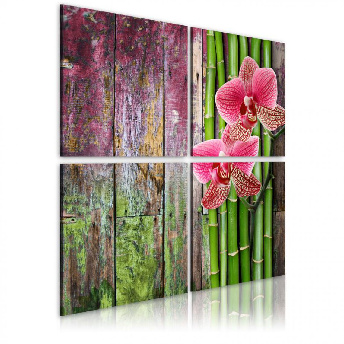 Artgeist - Tableau - Bambou et orchidée .Taille : 40x40 - Tableaux, peintures
