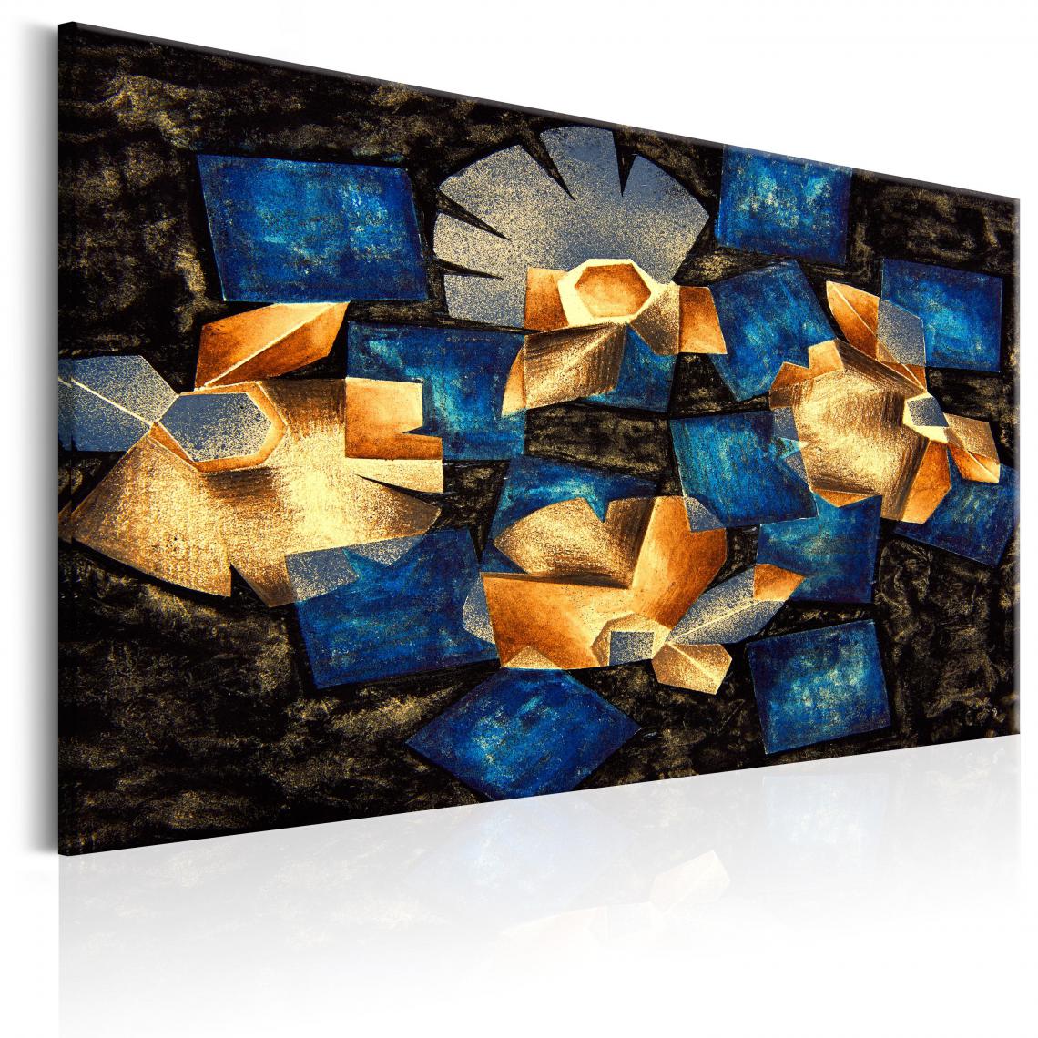 Decoshop26 - Tableau sur toile décoration murale image imprimée cadre en bois à suspendre Fleurs géométriques 60x40 cm 11_0000907 - Tableaux, peintures