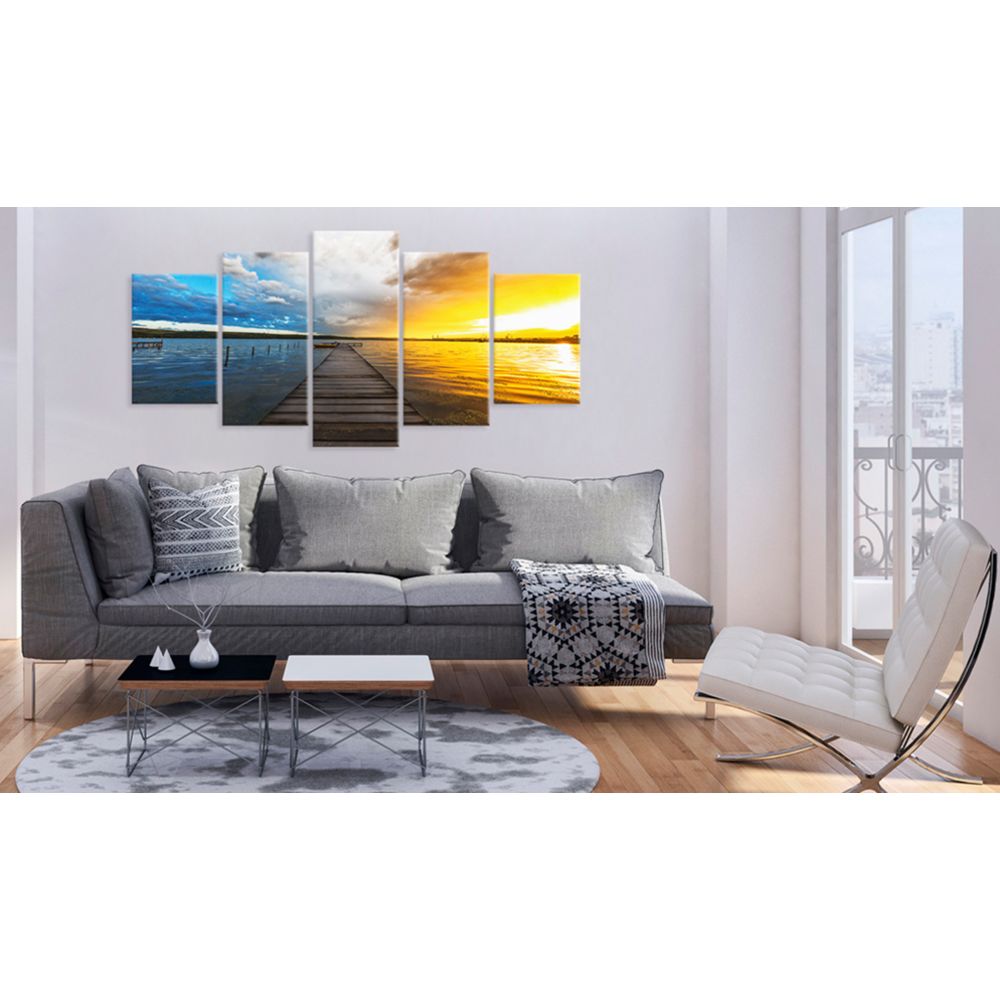 marque generique - 100x50 Tableau Levers et couchers de soleil Paysages Stylé Lake of Dreams - Tableaux, peintures