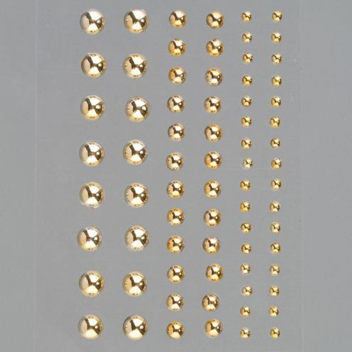 efco - Set de 72 Demi-perles doré brillant autocollantes, diamètre 3, 5 et 7 mm - Objets déco