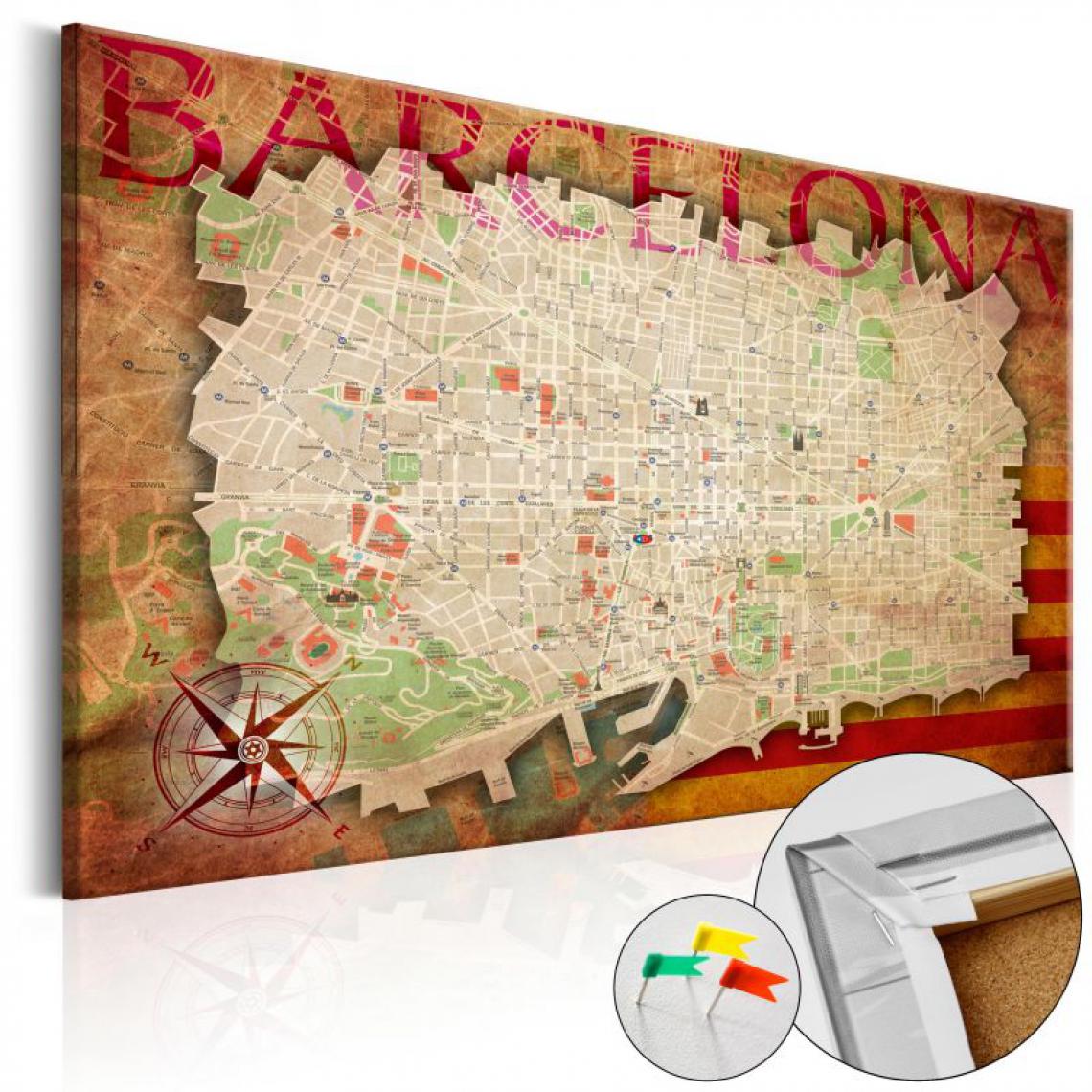 Artgeist - Tableau en liège - Map of Barcelona [Cork Map] .Taille : 120x80 - Tableaux, peintures