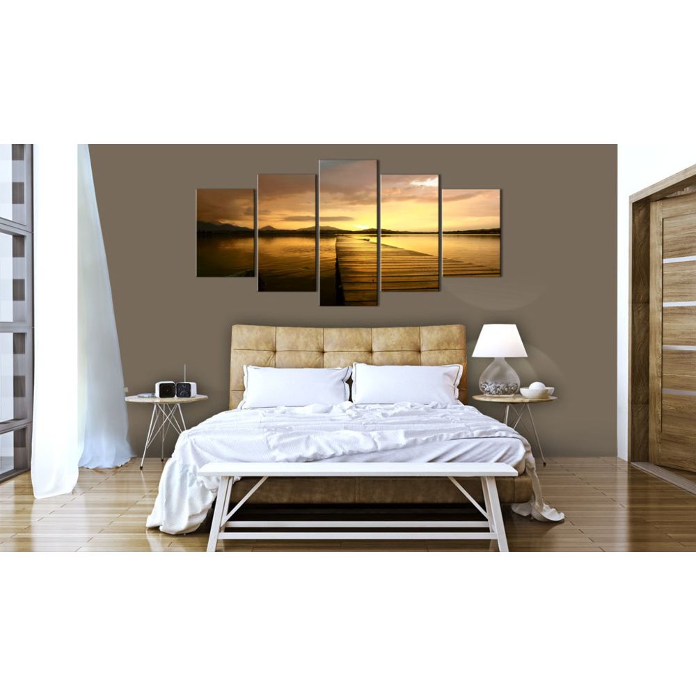marque generique - 100x50 Tableau Levers et couchers de soleil Paysages Inedit Sunset Island - Tableaux, peintures