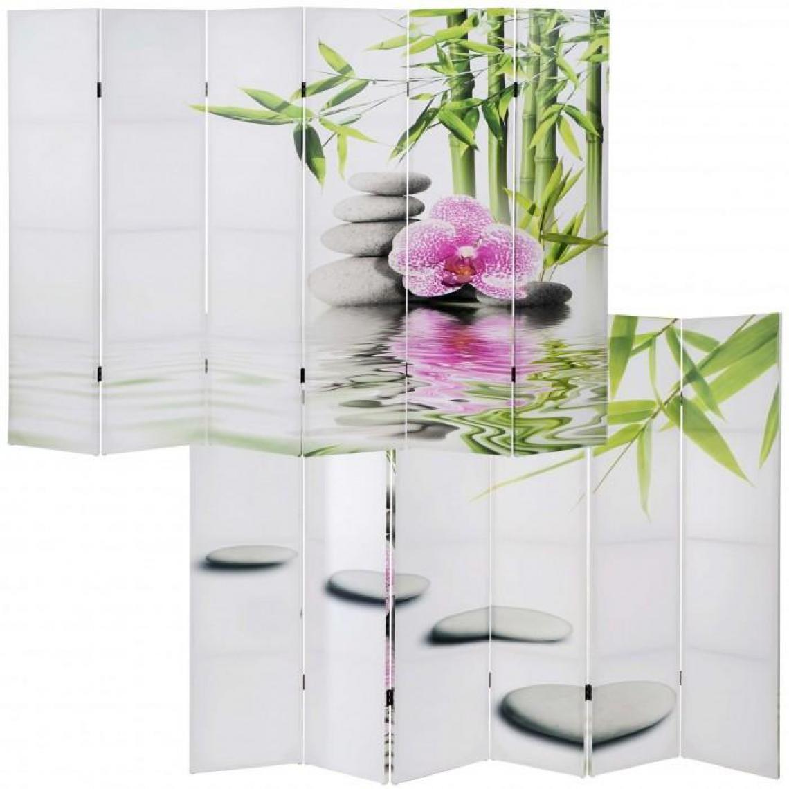 Decoshop26 - Paravent 6 panneaux pans séparateur de pièce 180x240cm motif orchidee PAR04024 - Paravents
