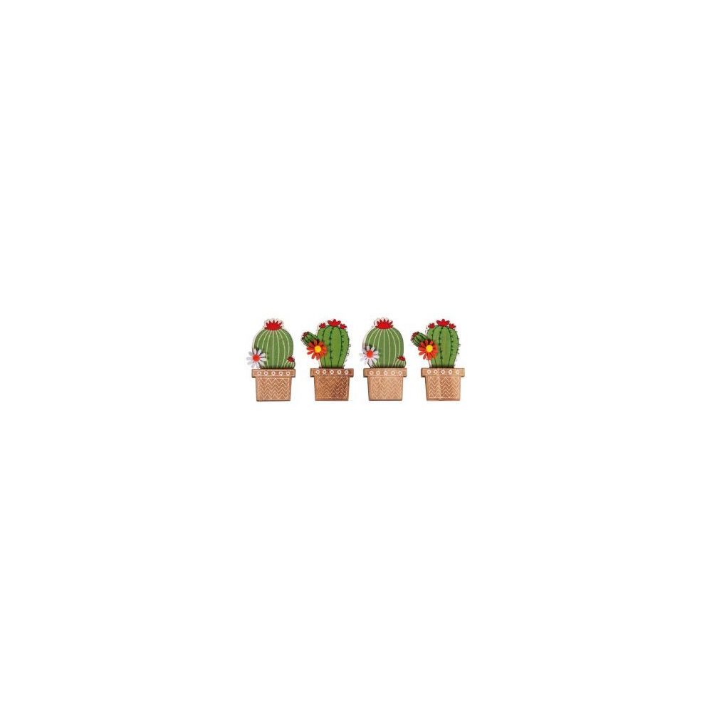 marque generique - 4 autocollants en bois Cactus 6,1 cm - Décorations de Noël