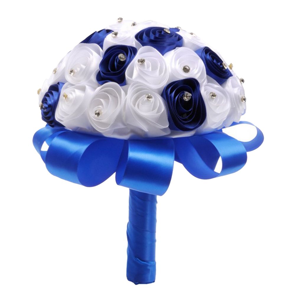 marque generique - Bouquet De Fleurs De Mariée Romantique à La Main Noué à La Main Avec Fourniture De Fleurs Royal Blue - Plantes et fleurs artificielles