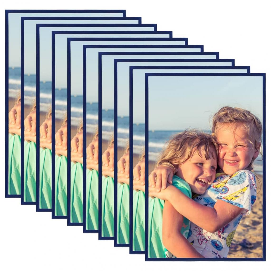 Vidaxl - vidaXL Collage de cadres photo 10 pcs de mur table Bleu 10x15 cm MDF - Cadres, pêle-mêle