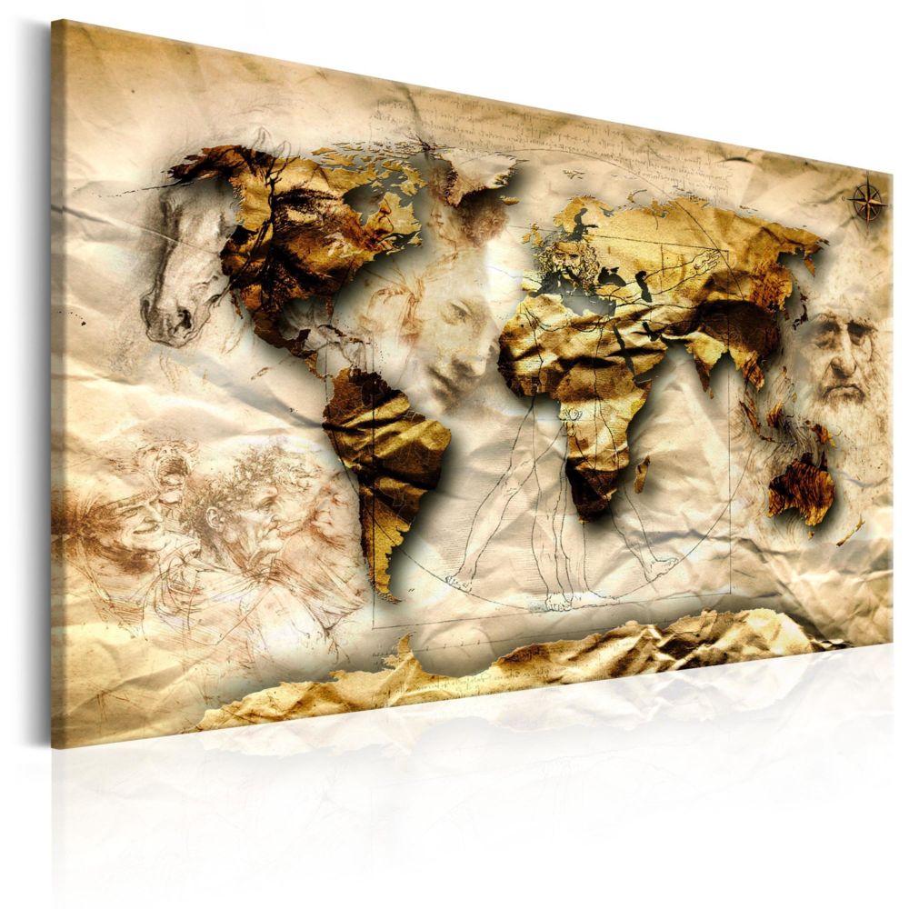 Artgeist - Tableau - Map: Leonardo da Vinci inspiration 120x80 - Tableaux, peintures