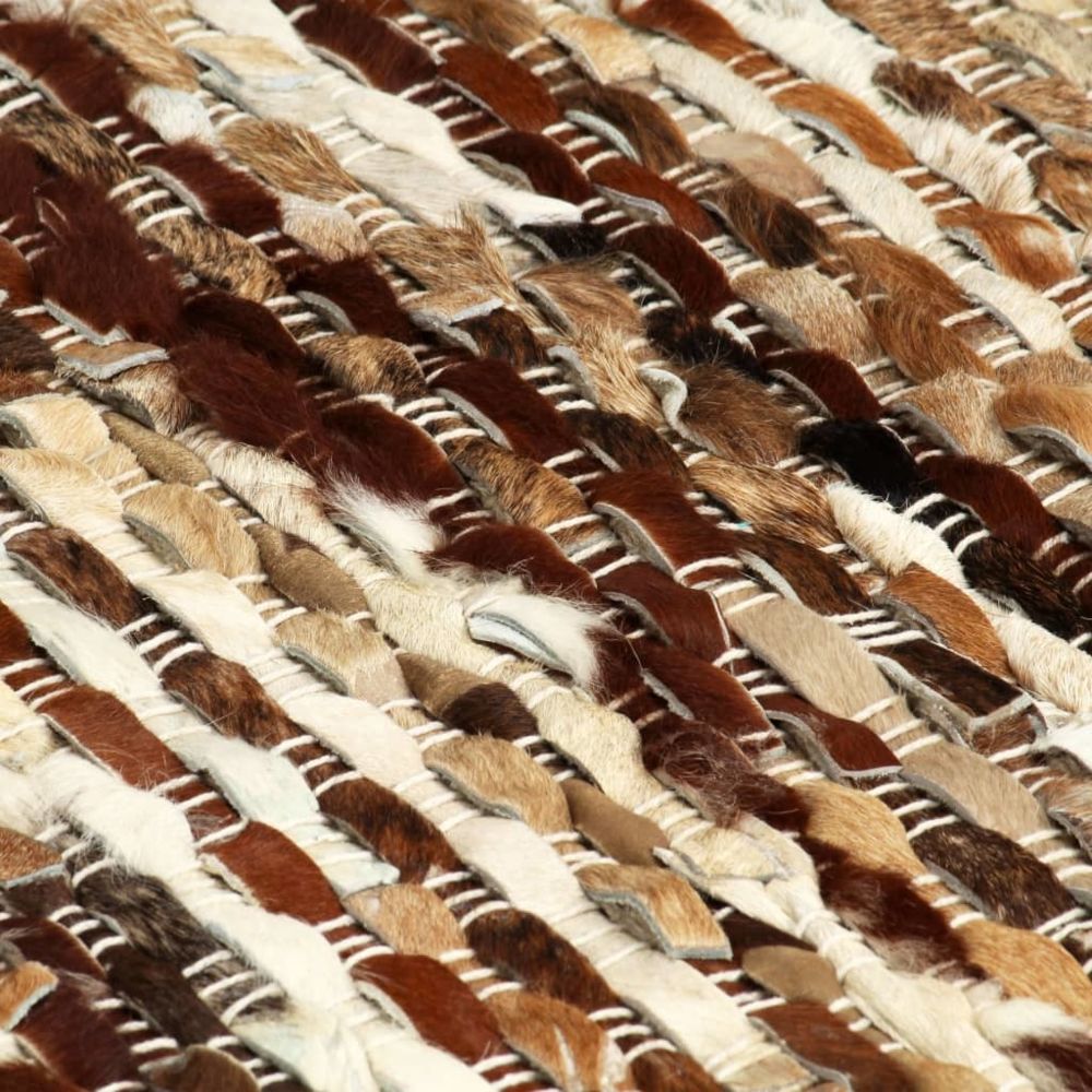 marque generique - Icaverne - Petits tapis collection Tapis à poils Cuir véritable 80x150 cm Marron/Blanc - Tapis