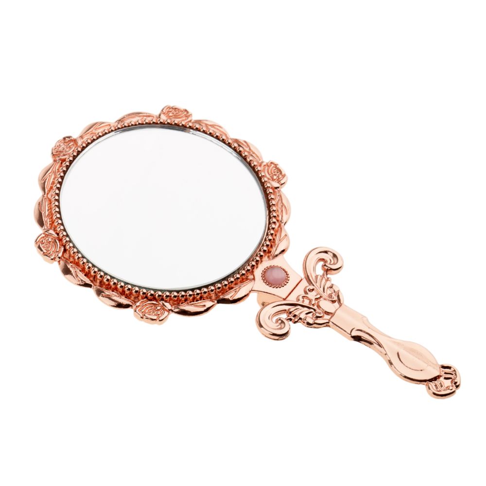 marque generique - mini vintage antique style poche cosmétique pliant maquillage miroir rose or rond - Miroirs