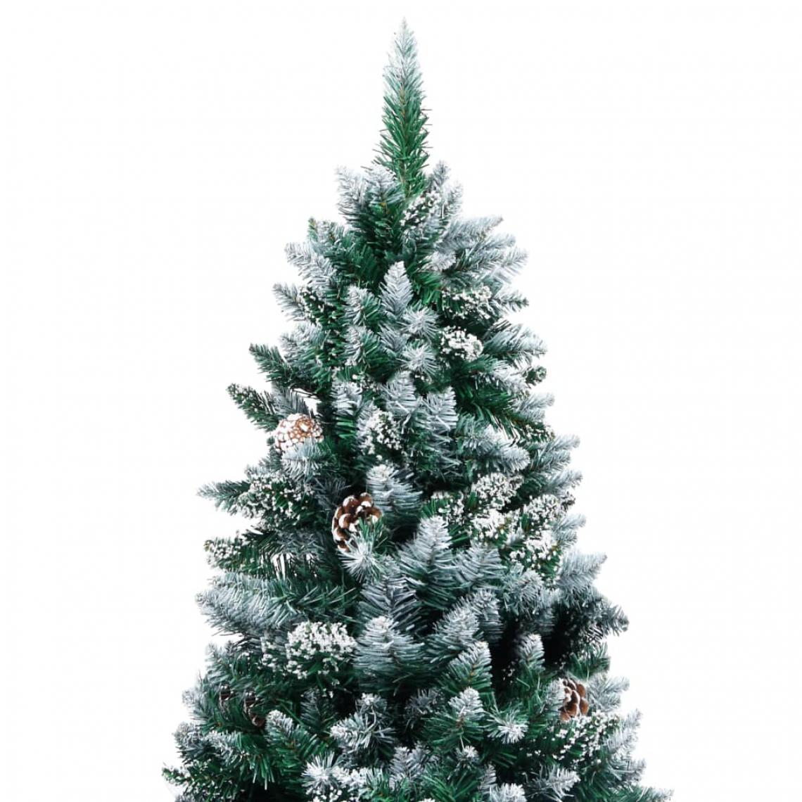 Icaverne - Icaverne - Décorations de Noël ligne Sapin de Noël avec pommes de pin et neige blanche 240 cm - Décorations de Noël
