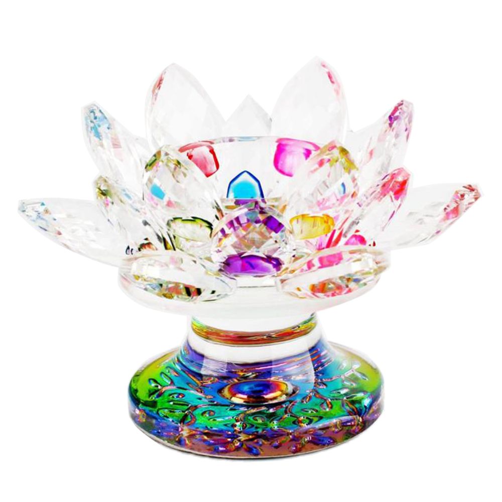 marque generique - cristal verre fleur de lotus thé lumière bougeoir cadeau multicolore - Bougeoirs, chandeliers