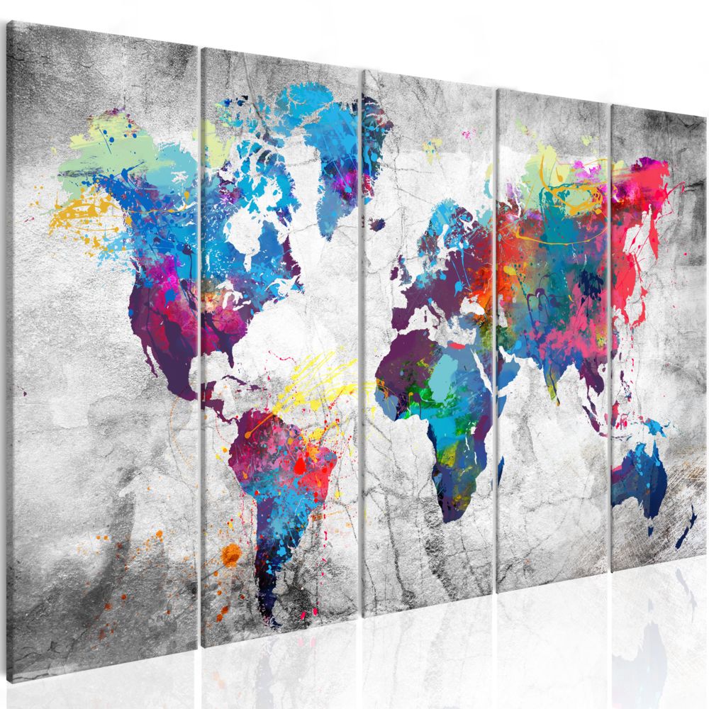 Bimago - Tableau - World Map: Spilt Paint - Décoration, image, art | Cartes du monde | - Tableaux, peintures