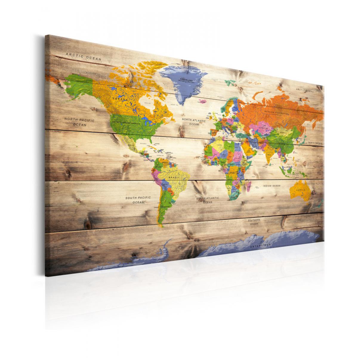Artgeist - Tableau - Map on wood: Colourful Travels 60x40 - Tableaux, peintures