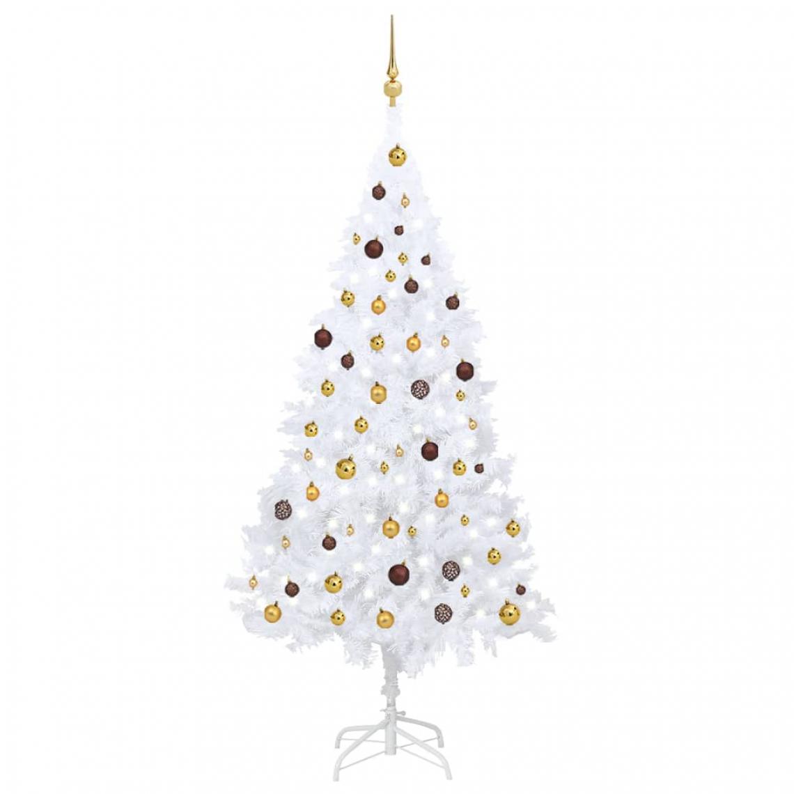 Vidaxl - vidaXL Arbre de Noël artificiel avec LED et boules Blanc 210 cm PVC - Sapin de Noël