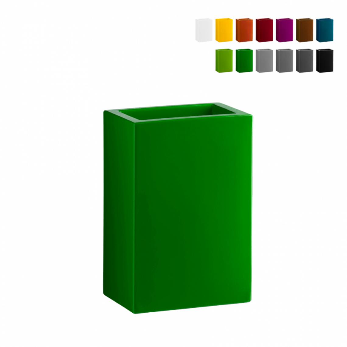 Slide - Pot de fleurs rectangulaire design moderne Base Pot 40 cm Slide, Couleur: Vert foncé - Vases