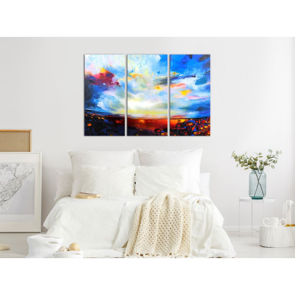 marque generique - 120x80 Tableau Multicolores Abstraction Splendide Colourful Sky (3 Parts) - Tableaux, peintures
