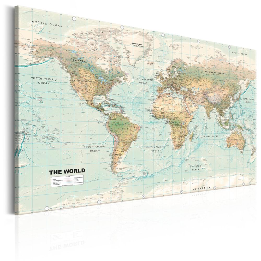 Bimago - Tableau - World Map: Beautiful World - Décoration, image, art | Cartes du monde | - Tableaux, peintures