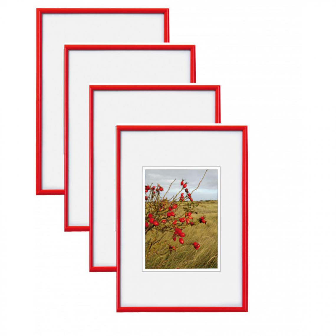 Ac-Deco - Lot de 4 cadres - Walther Galeria - 10 x 15 cm - Rouge - Cadres, pêle-mêle