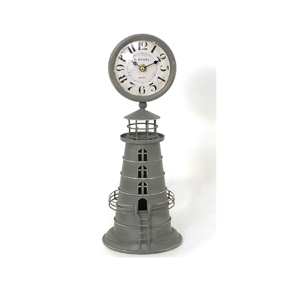 marque generique - Pendule phare - 15 x 15 x 38,5 cm - Gris - Horloges, pendules