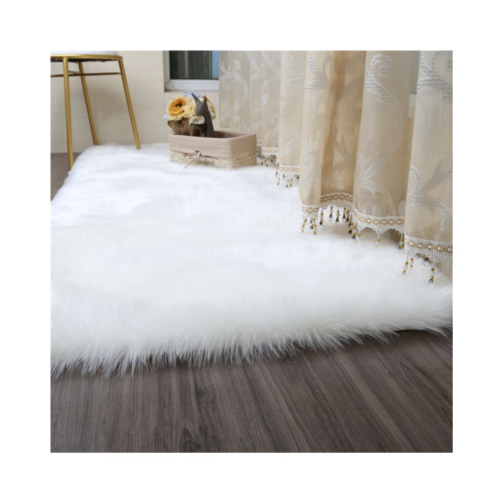 marque generique - tapis en peau de mouton artificielle moelleux tapis de sol à la maison siège moelleux coussin blanc - Tapis