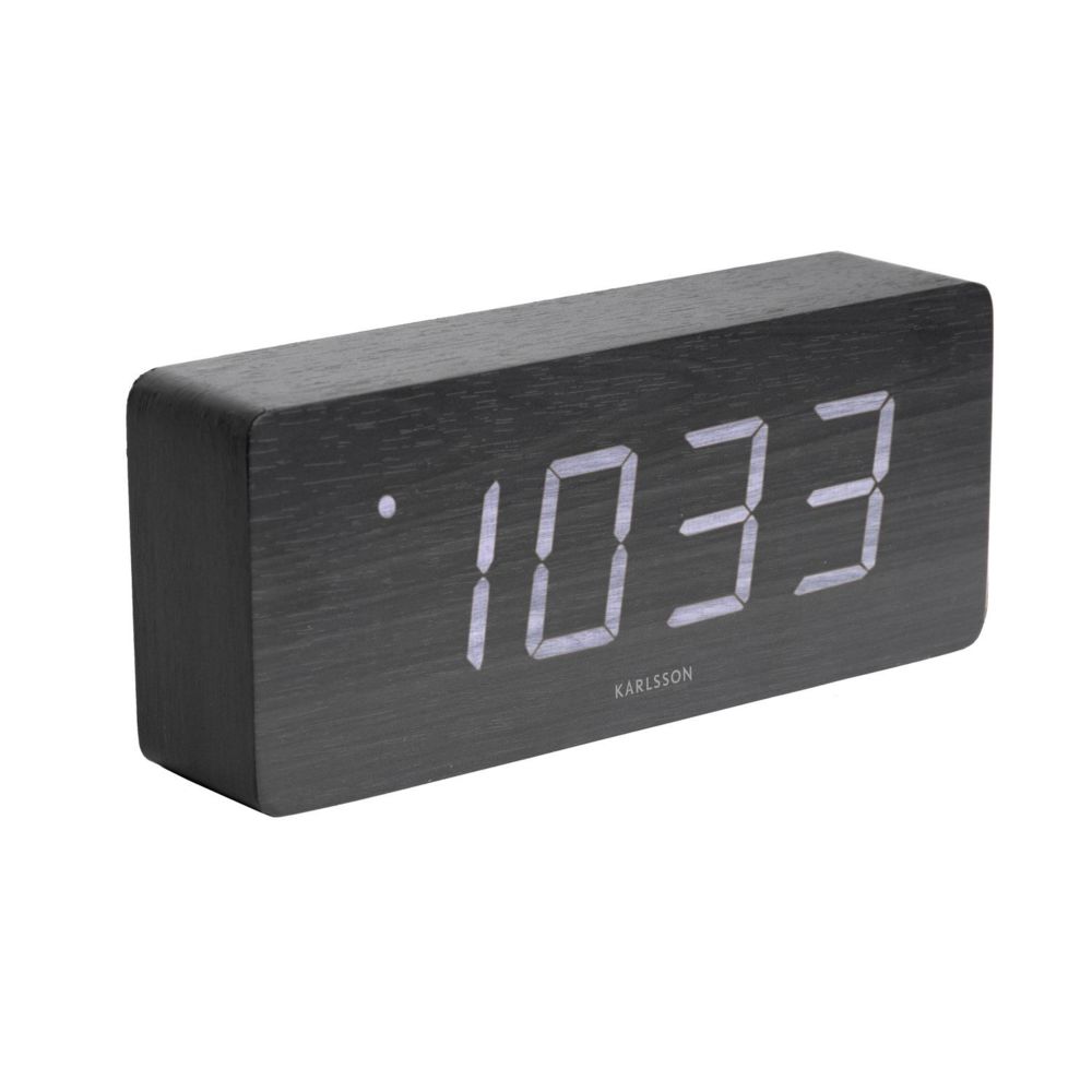 Karlsson - Horloge réveil en bois Square - H. 9 cm - Noir - Horloges, pendules