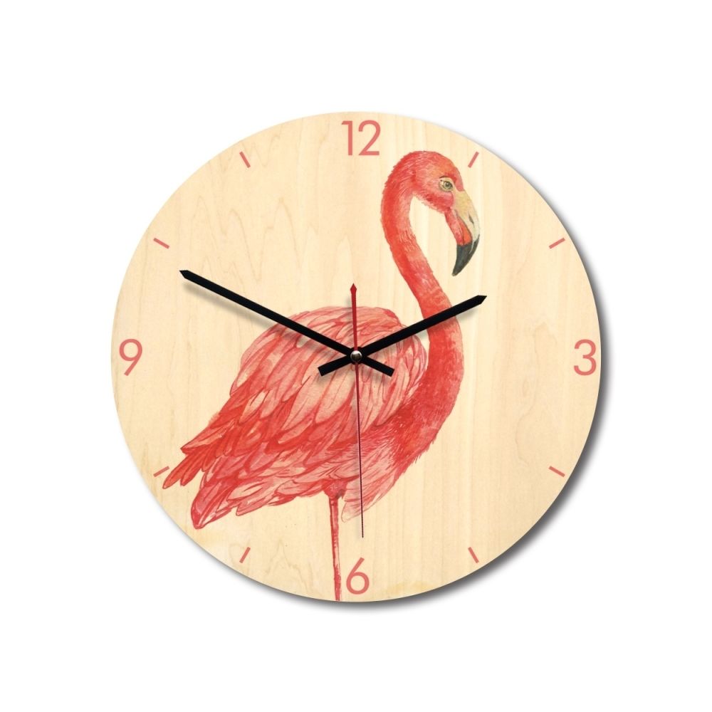Wewoo - Horloge murale Décoration de chambre à coucher modèle Flamingo Home Office muette en bois, taille: 28 cm - Horloges, pendules