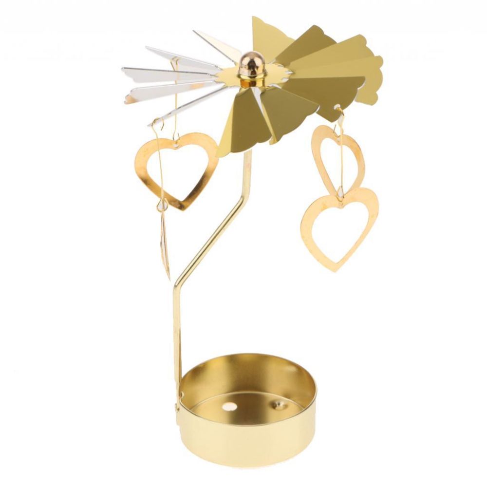 marque generique - décoration de noël tournant bougie thé lumière porte bougeoir coeur d'or - Bougeoirs, chandeliers