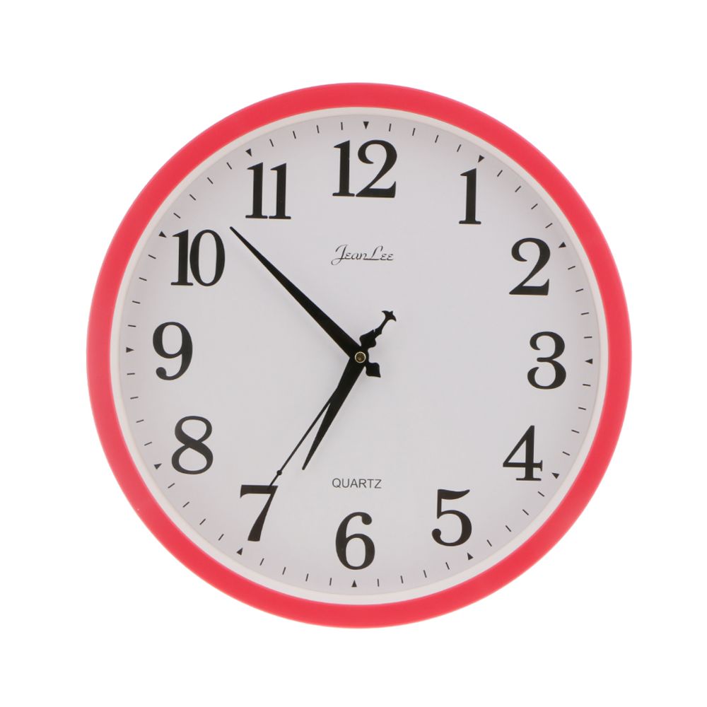 marque generique - horloge murale silencieuse qualité quartz batterie à domicile bureau 12 pouces rouge - Horloges, pendules