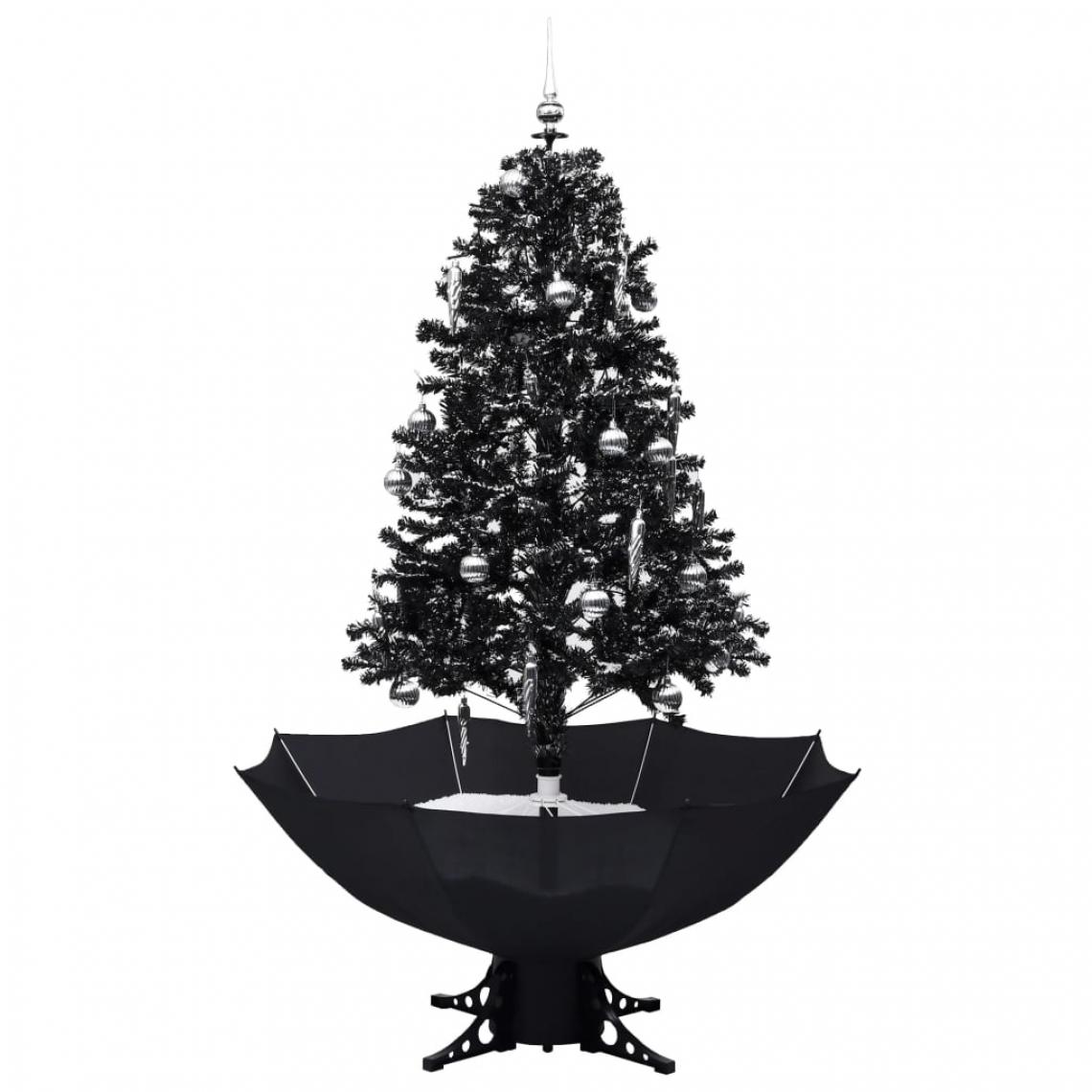 Icaverne - Icaverne - Décorations de Noël famille Arbre de Noël neigeux avec base de parapluie Noir 170 cm PVC - Décorations de Noël