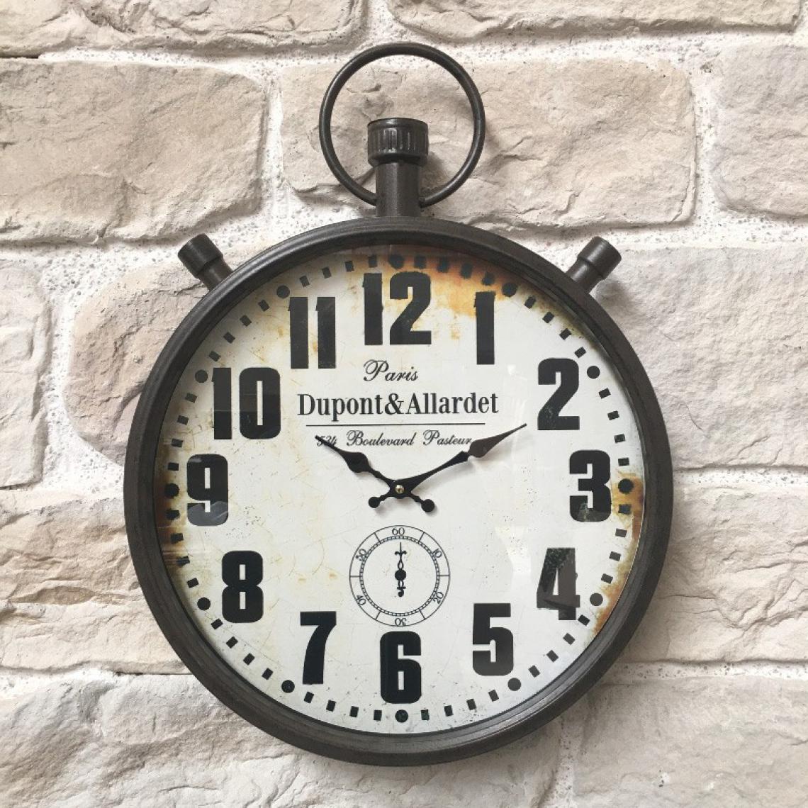 Chemin De Campagne - Horloge de Gare Horloge Industrielle Murale Gousset Fer Verre 60 cm x 44 cm - Horloges, pendules