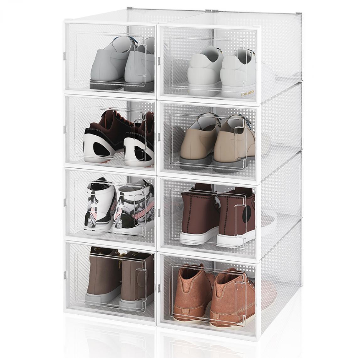 Einfeben - Boîte à chaussures Transparentes en Plastique, Boîte Rangement Chaussures, Etagère à Chaussures,L,Lot de 8 - Rangements à chaussures