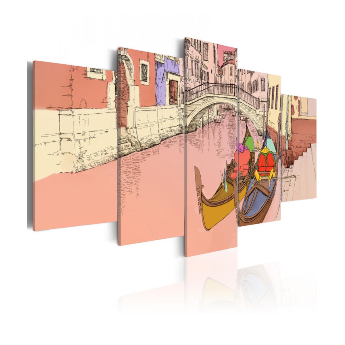 Artgeist - Tableau - Romantic gondolas - 5 pieces 200x100 - Tableaux, peintures