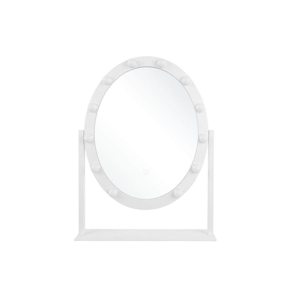 Beliani - Beliani Miroir oval blanc sur pied 50 x 60 cm ROSTRENEN - blanc - Miroirs