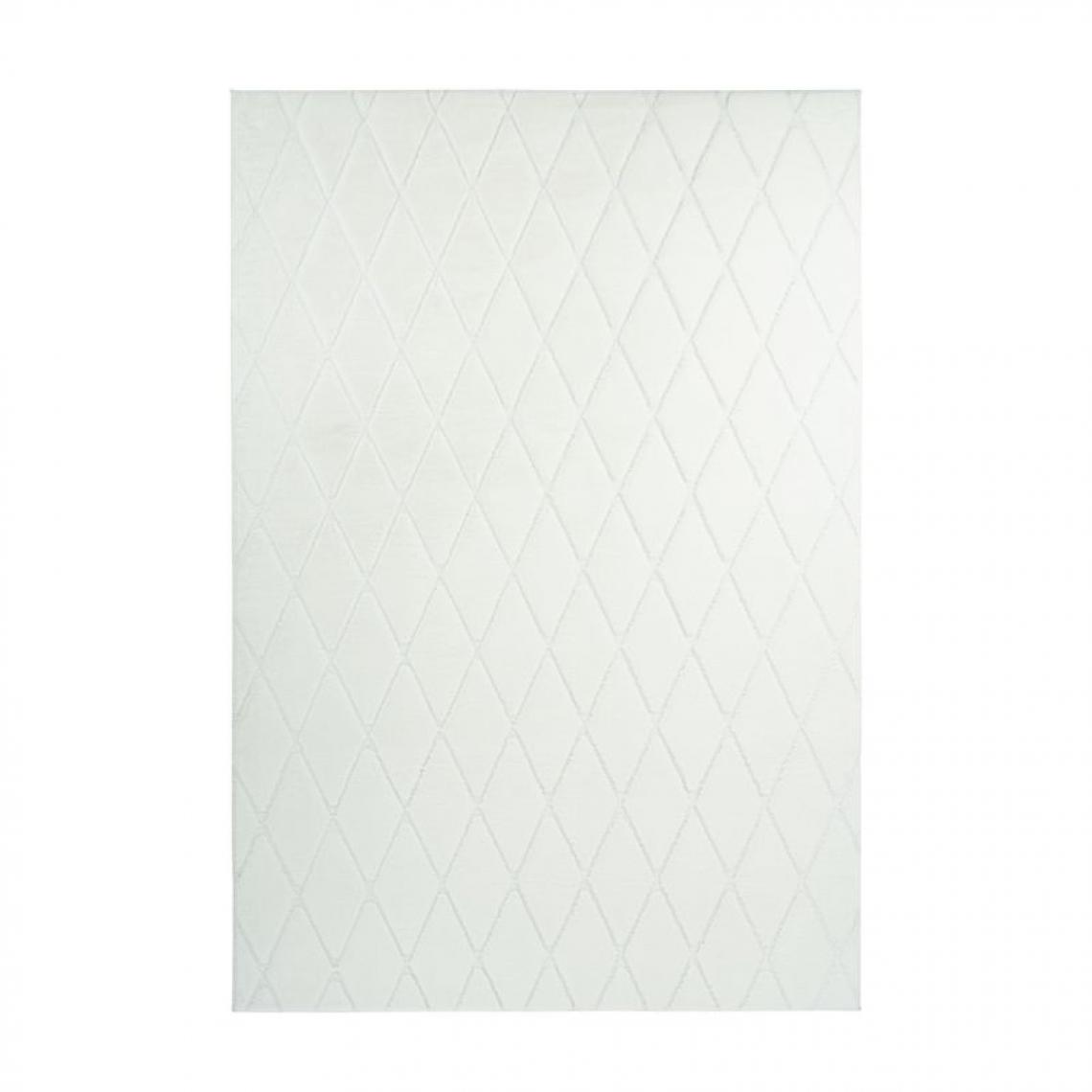 Paris Prix - Tapis Shaggy Géométrique Vivica Blanc 80 x 150 cm - Tapis