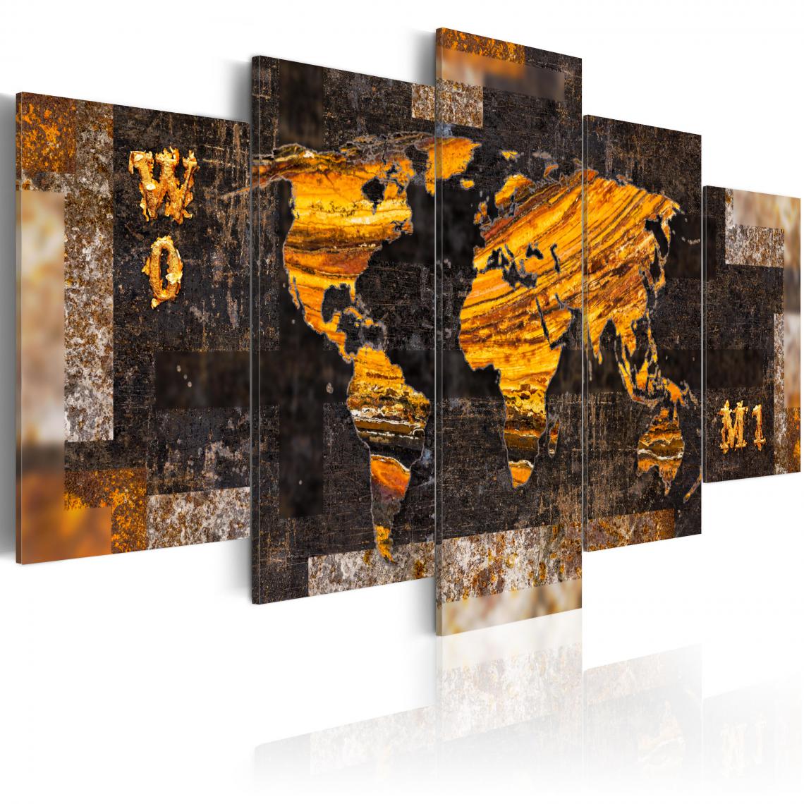 Decoshop26 - Tableau sur toile en 5 panneaux décoration murale image imprimée cadre en bois à suspendre Sentiers dorés 100x50 cm 11_0004210 - Tableaux, peintures
