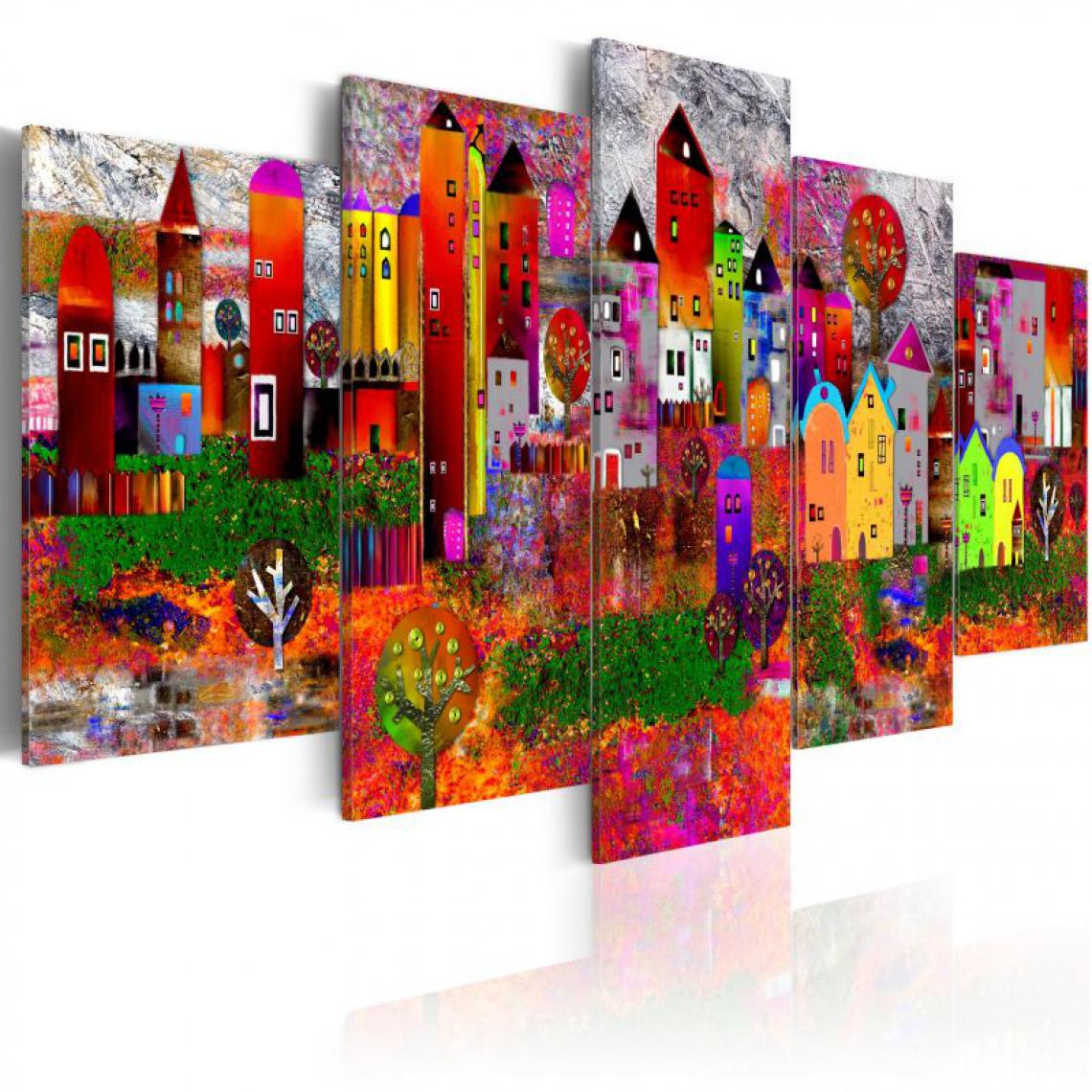 Artgeist - Tableau - Colourful Small Town .Taille : 200x100 - Tableaux, peintures
