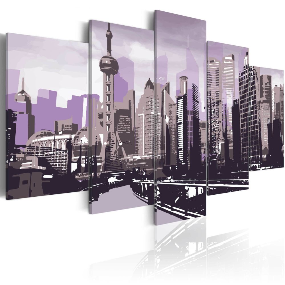 Bimago - Tableau | Gratte | 200x100 | XXL | Villes | Villes du monde | ciels de Shanghai | - Tableaux, peintures