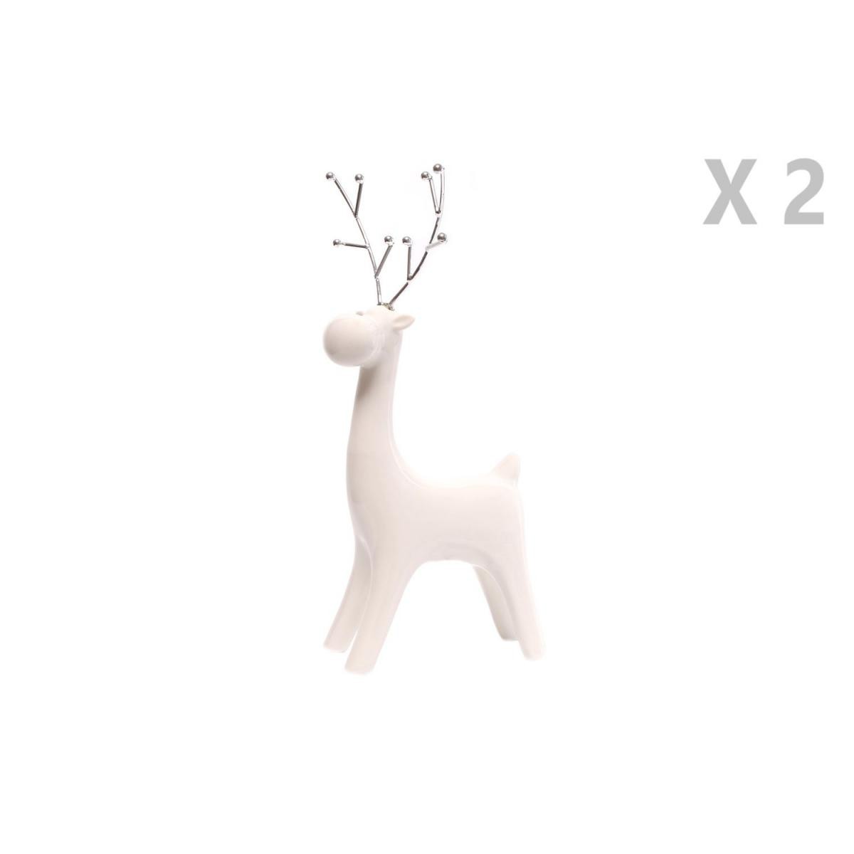 Heart Of The Home - Lot de 2 Déco de Noël design Renne Ice Xmas - Blanc - Décorations de Noël